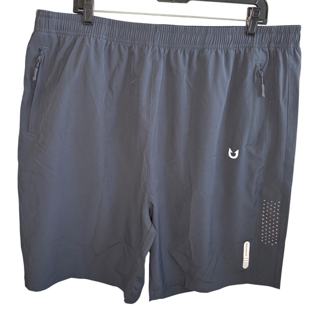 Northyard Mens Athletic Shorts 3XL Blue Zipper Pockets Performance Quick Dry New